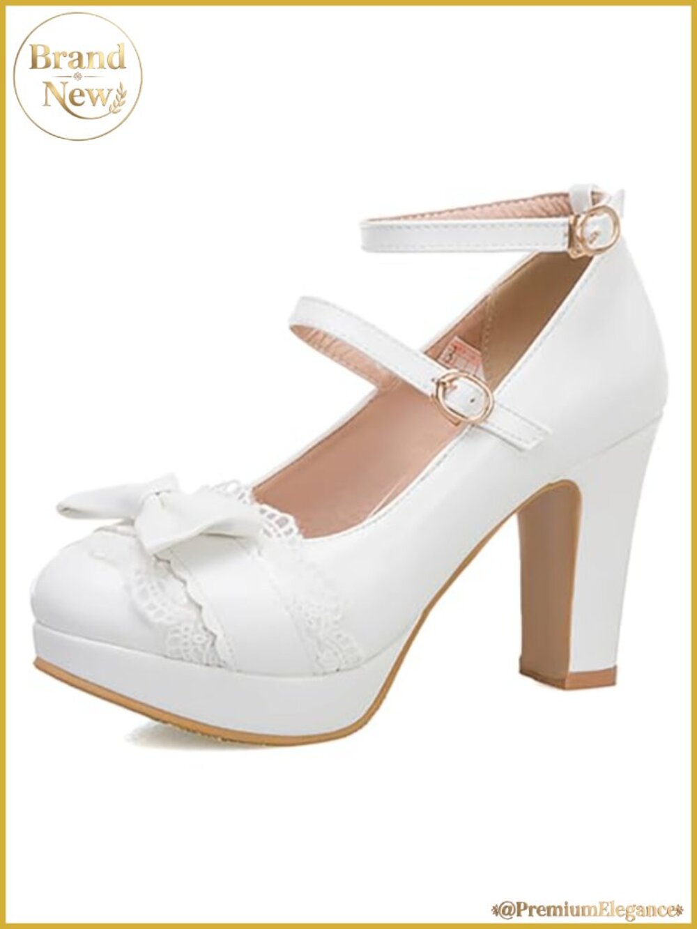 Mary Jane Platform Block Heel Dress Pumps with Bow Ankle Strap